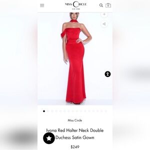 Red Strapless Satin Gown